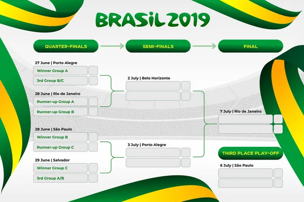 Vektör çizim sonuçları ve ayakta tablolar çetele Şampiyonası turnuva Brasil — Stok Vektör