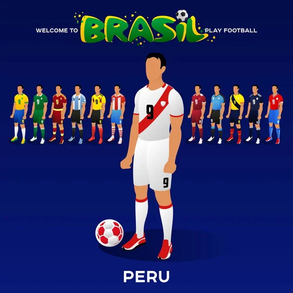 Jugador de fútbol en forma de equipos nacionales . — Vector de stock