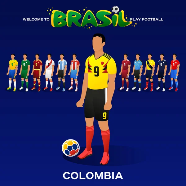 Joueur de football sous la forme d'équipes nationales . — Image vectorielle