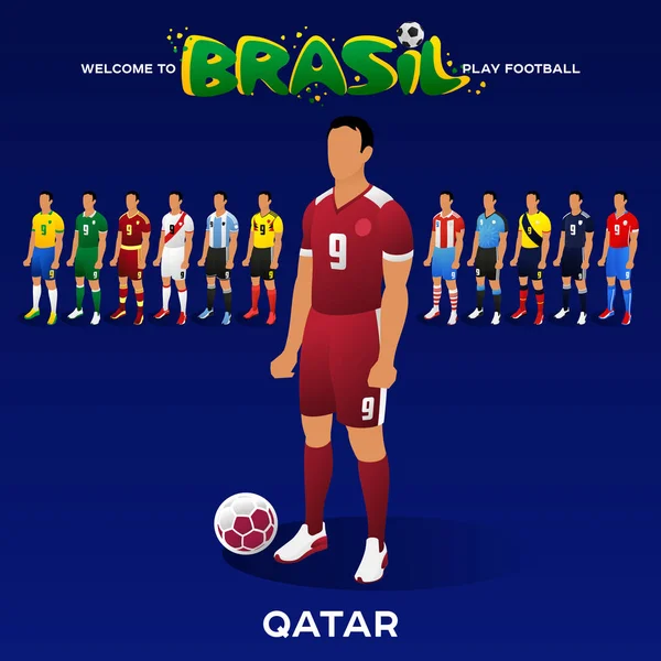 Jugador de fútbol en forma de equipos nacionales . — Vector de stock