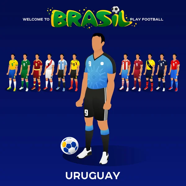 Jugador de fútbol en forma de equipos nacionales . — Vector de stock