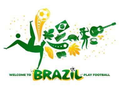 World of Brasil pattern with modern and traditional elements clipart