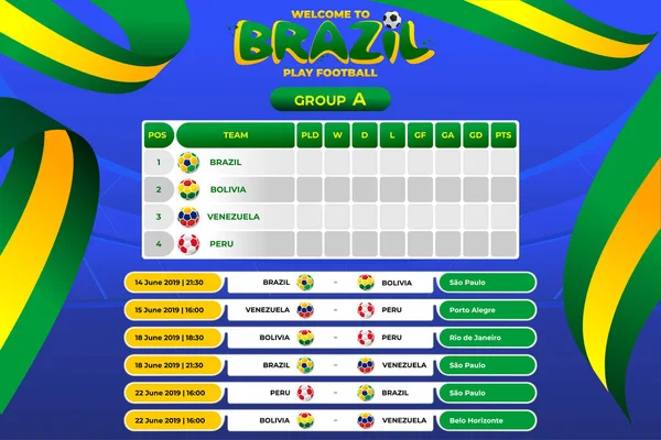 Vektor illustration resultat och stående tabeller resultattavlan championship turnering i Brasil — Stock vektor