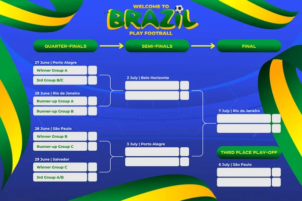 Vektorové ilustrace výsledků a postavení tabulky přehledu turnaj mistrovství v Brazílii — Stockový vektor