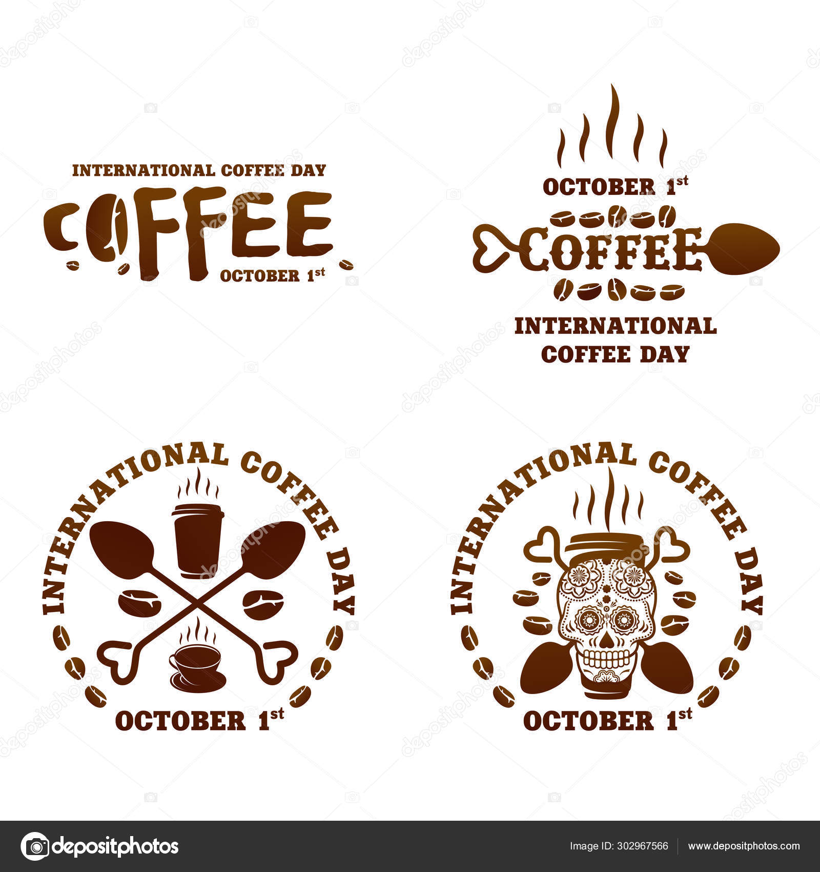 International Coffee Day Logo Templates Coffee Logo Templates Stock Vector C Samorodinov 302967566