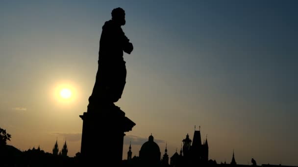 4k - Silhouette di un monumento e complesso di antiche cattedrali in Europa — Video Stock