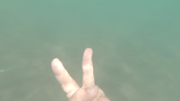Two fingers under water move funny in slow motion — Stock Footage Two fingers under water move funny in slow motion Video Clip