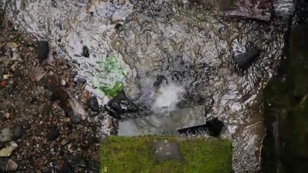 Agua fluyendo por un arroyo en cámara lenta — Vídeos de Stock