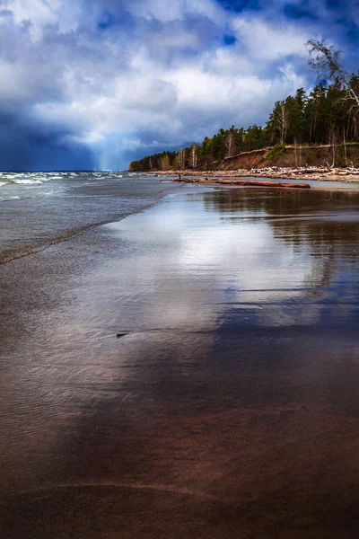 Küste Und Bei Stürmischem Wetter Nowosibirsk Region Reservoir Westsibirien Russland — Stockfoto