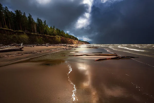 Küste Und Bei Stürmischem Wetter Nowosibirsk Region Reservoir Westsibirien Russland — Stockfoto