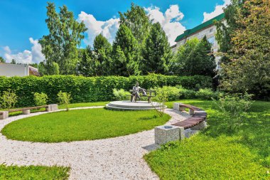 Novosibirsk, Batı Sibirya, Rusya Federasyonu-Haziran 2, 2018: akademisyen D. K. Belyaev Enstitüsü sitoloji ve genetik, Anıt
