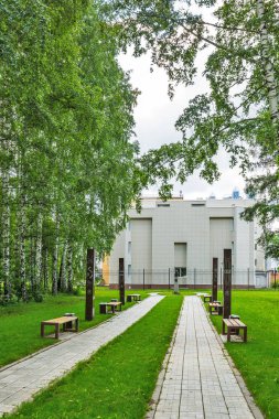 Novosibirsk, Batı Sibirya, Rusya Federasyonu-Haziran 2, 2018: Laboratuvar fare anıt meydanında sitoloji Enstitüsü ve genetik