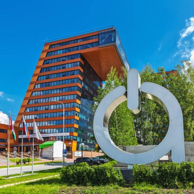 Novosibirsk, Batı Sibirya, Rusya Federasyonu-Haziran 2, 2018: Teknopark nın Novosibirsk Akademgorodok (Akadempark). Novosibirsk, Novosibirsk bölgesi, Batı Sibirya, Rusya Federasyonu