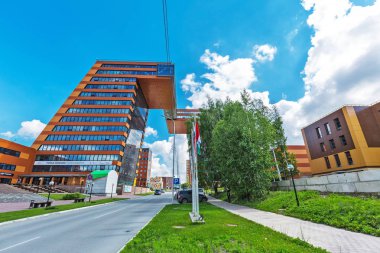 Novosibirsk, Batı Sibirya, Rusya Federasyonu-Haziran 2, 2018: Teknopark nın Novosibirsk Akademgorodok (Akadempark). Novosibirsk, Novosibirsk bölgesi, Batı Sibirya, Rusya Federasyonu