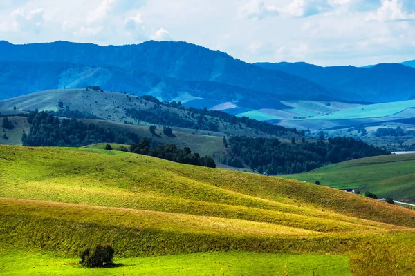 Zomer Landschap Met Heuvels Bergen Van Altaj Berg Altaj Zuid — Stockfoto