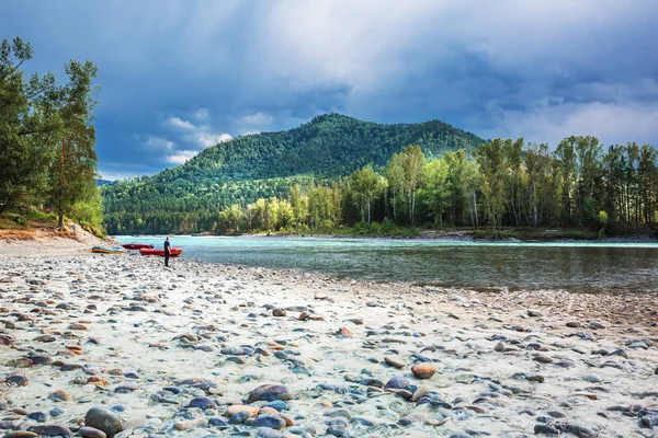 Montagne Altai Siberia Meridionale Russia Agosto 2018 Fiume Katun Con — Foto Stock