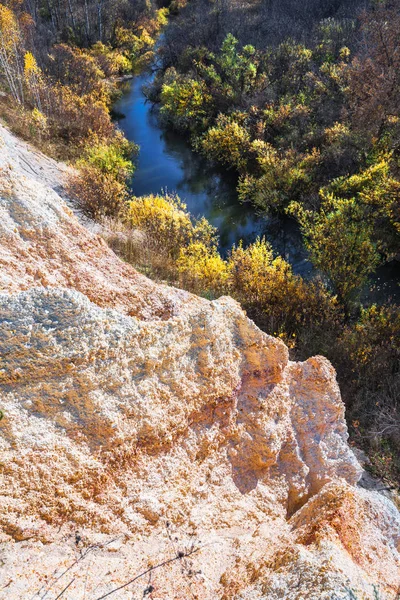 古代の海の堆積岩 Sipuniha の川の出力 西シベリア ロシア ノボシビルスク地方 Iskitim — ストック写真