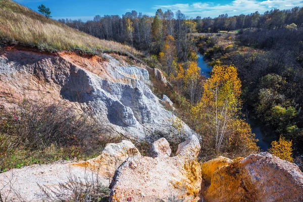 Kimenet Üledékes Sziklák Ősi Óceán Folyók Sipuniha Iskitim District Novosibirsk — Stock Fotó