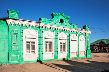 Kentsel yerleşim Kolyvan, Kolyvan bölge, Novosibirsk bölgesi, Batı Sibirya, Rusya Federasyonu-Ekim 27, 2018: 1897 yılında inşa edilmiş tüccar A. ı. Pekhterev, ev