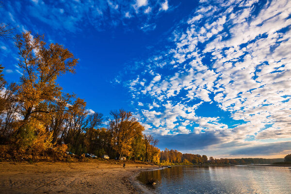 View of the autumn river. Ob, Suzun district, Novosibirsk region, Western Siberia, Russia