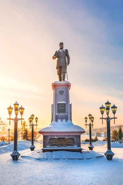 Novosibirsk West Siberië Rusland Januari 2019 Monument Voor Russische Keizer — Stockfoto