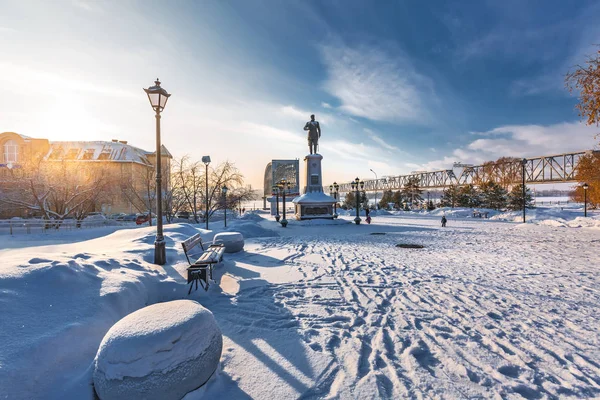 Novosibirsk Sibéria Ocidental Rússia Janeiro 2019 Monumento Imperador Russo Alexandre — Fotografia de Stock