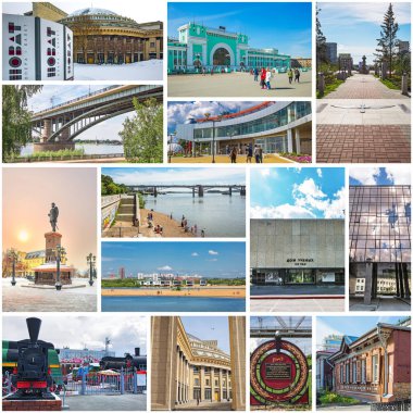 Novosibirsk, Batı Sibirya, Rusya Federasyonu-2018, 2019: kolaj Novosibirsk yerler hakkında