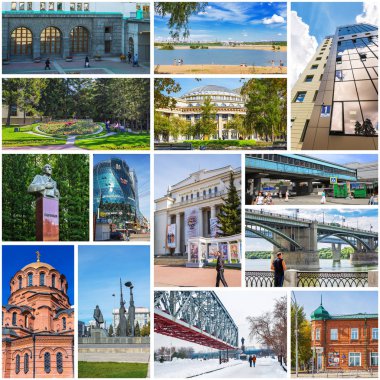 Novosibirsk, Batı Sibirya, Rusya Federasyonu-2018, 2019: kolaj Novosibirsk yerler hakkında