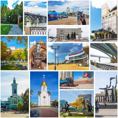 Novosibirsk, Batı Sibirya, Rusya Federasyonu-2018, 2019: kolaj Novosibirsk yerler hakkında