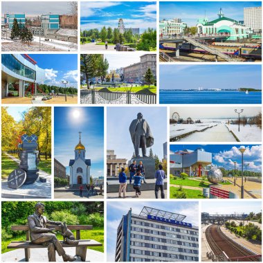 Novosibirsk, Batı Sibirya, Rusya Federasyonu-2018, 2019: kolaj Novosibirsk yerler hakkında