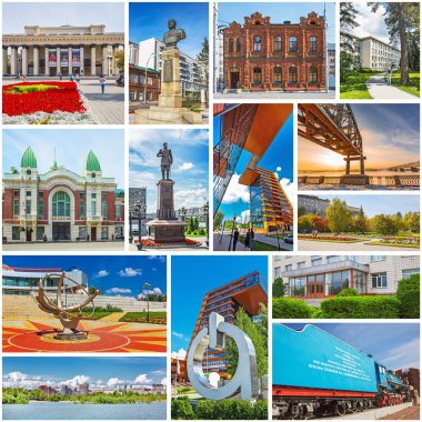 Novosibirsk, Batı Sibirya, Rusya Federasyonu-2018, 2019: kolaj Novosibirsk yerler hakkında
