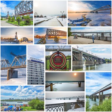 Novosibirsk, Batı Sibirya, Rusya 2018, 2019: Novosibirsk, St. Michael quay Ob Nehri'nin Tema konumlar kolaj