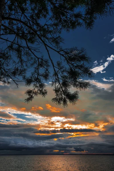 Nuages Orageux Sur Soirée Mer Région Novossibirsk Sibérie Occidentale Russie — Photo