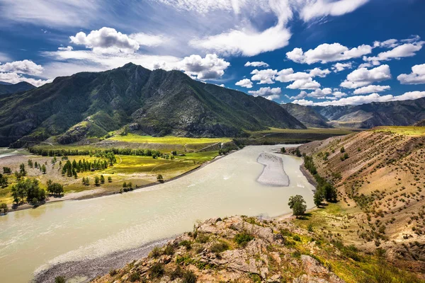 Chui-Oozy (the confluence of the rivers Chuya and Katun). Altai Royalty Free Stock Photos