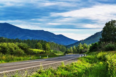 Dağlardaki Chui yolu. Altay Cumhuriyeti, Rusya Federasyonu