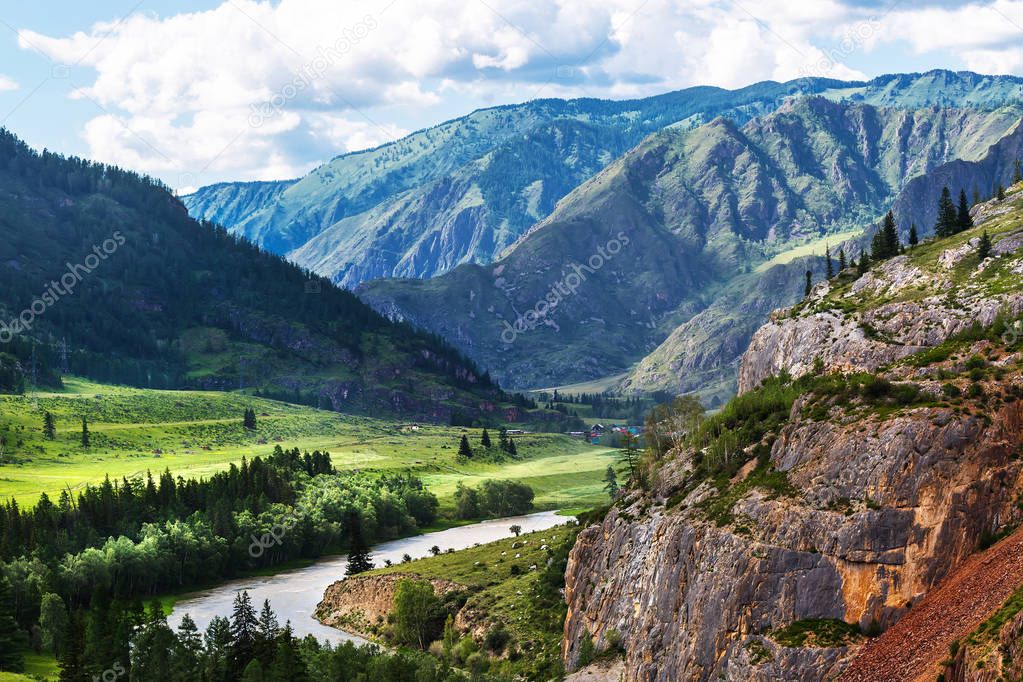 Mountain valley and river Chuya. Altai Republic, Russia