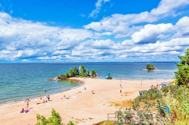 Ob denizinde dinlenin. Berdsk, Novosibirsk region, Rusya Federasyonu