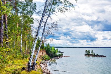 Ob denizinde dinlenin. Berdsk, Novosibirsk region, Rusya Federasyonu