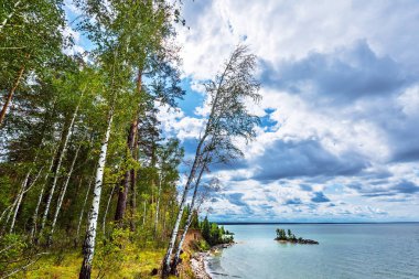 Ob denizinde dinlenin. Berdsk, Novosibirsk region, Rusya Federasyonu