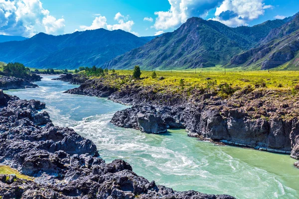 Katun rzeka z Rapids. Gorny Altai, Siberia, Rosja — Zdjęcie stockowe