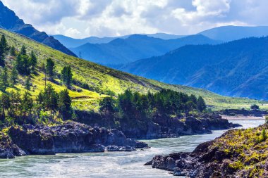 Hızlı katun nehri. Gorny Altay, Sibirya, Rusya Federasyonu