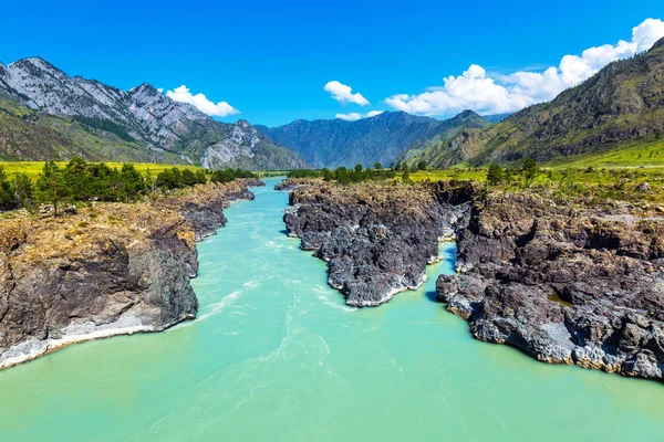Hızlı katun nehri. Gorny Altay, Sibirya, Rusya Federasyonu