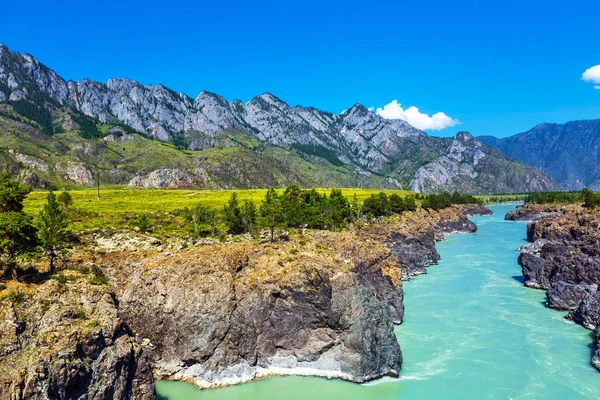 Hızlı katun nehri. Gorny Altay, Sibirya, Rusya Federasyonu
