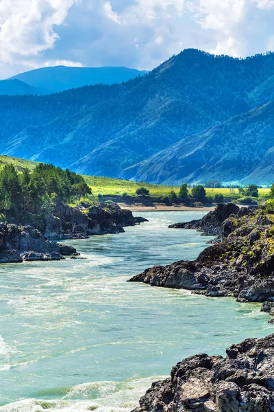 Река Катун с порогами. Горный Алтай, Сибирь, Россия — стоковое фото