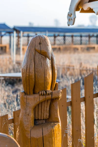 The Corvus from the tree. Novy Sharap Village, Western Siberia — Stock Photo, Image