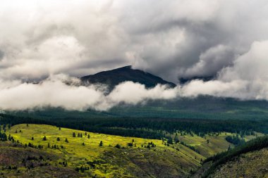Chulyshman Dağları, Chulyshman Nehri Kanyonu 'nda. Ulagansky Bölgesi, Altai Cumhuriyeti, Rusya