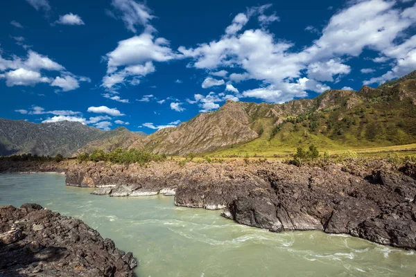 View Katun River Place Oroktoysky Bridge Located Chemalsky District Altai Stock Image