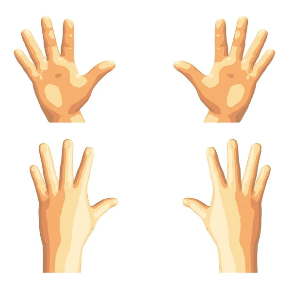 Векторная Иллюстрация Изолированные Реалистичные Человеческие Руки Показывающие Различные Жесты Знаки — стоковый вектор