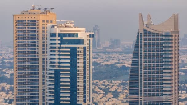 Increíble colorido horizonte dubai marina durante la puesta del sol timelapse — Vídeos de Stock