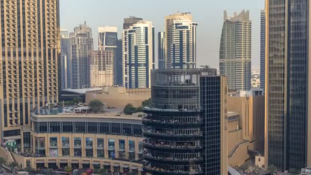 Καταπληκτικό Ντουμπάι Μαρίνα το πολύχρωμο ορίζοντα κατά τη διάρκεια του ηλιοβασιλέματος timelapse — Αρχείο Βίντεο